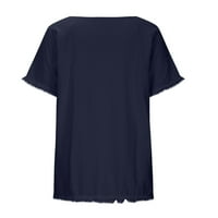 Bluze plus veličine za ženske majice za ženske majice s kratkim rukavima na vrhu Lucky majica, mornarice,
