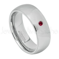 Personalizirani volfram vjenčanik - 0,07ct pasijans rubin prsten polirani kudonski volfram prsten -