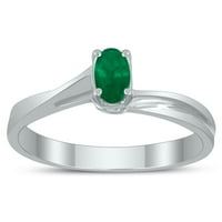 Ženski pasijans oval 5x smaragdni draguljski prsten za uvijanje u 10k bijelo zlato