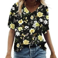 Taqqpue Womens Ljeto Plus veličine Ležerne prilike cvjetne tiskane predimenzionirane majice kratki rukav