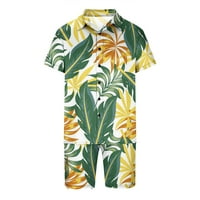 Yanhoo muške havajske kratke hlače set dugulja na dubinu za spuštanja Ljetna casual plaža tiskano odijelo