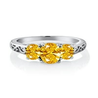 Gem Stone King Sterling Silver Golden Yellow cirkonijski filigranski stil Kameni prsten za žene