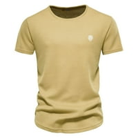 Ležerna majica za vez za muške okrugli izrez Solidna boja Sportska osnovna donja košulja, žuta, XL