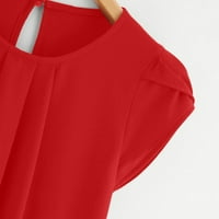 Pejock ženski povremeni okrugli vrat Osnovni natkriveni gornji poklopac zakrivljena zakrivljena bluza na stražnjoj bluzi crvena xl