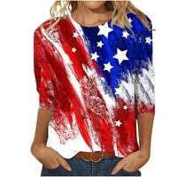 Američka zastava majica Patriotske košulje žene 4. srpnja Košulja Raglan Stills Stripes Stripes Top