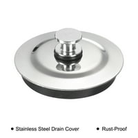 Uxcell 2 I.D. Nerđajući čelik Kuhinjski sudoper DROK Plug za brtvljenje srebrni ton crna