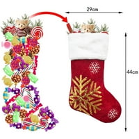 Yebay Božićna čarapa Ukrasite svečane lagane sjajne trgovine Candy i poklon vezenje ELK Snowflake kontrast