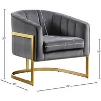 Maklaine Contemporary 18.5 h baršun akcentna stolica u sivom i zlatu