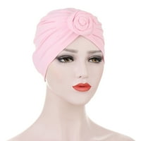 Ženska pamučna puna boja čvor Turbana elastična hidžaba kapa za pokrivanje kose