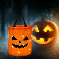 Thaisus se osvijetli torbu za Halloween Candy, LED bundeva trik ili liječenje Buckety Barty Goody Tote