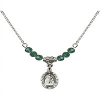 Ogrlica s rodom pozlaćena sa zelenim majskim mjesecom rođenja Kamene perle i šarm Saint Ann