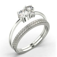 Jedinstveni kamen minimalistički 1. karat okrugli rez dijamantski prsten za angažman, trilogijski prsten,