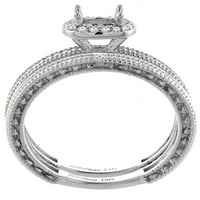 14k bijeli zlatni dijamant prirodni gornji 2-pc zaručnički prsten metla, veličine 7.5