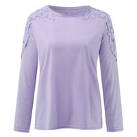 Floleo ženske vrhove košulje dugih rukava casual solid o-vrat čipka u šuplju pulover za mršavljenje