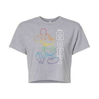Disney Pride - Mickey Outlied Rainbow Boolos - Juniors obrezana pamučna mješavina majica