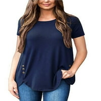Ljetni vrhovi kratkih rukava za ženske ležerne tipke CREW Bluza Majica LAOSE TUNIC TOWS TEE Streetwear