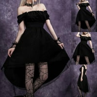 Lovskoo Žene Steampunk Gothic Haljina Halloween Cosplay asimetrična haljina od ramena Vintage A-line