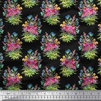 Soimoi Japan Crepe Satin Tkaninski listovi i cvjetna otisnuta zanatska tkanina od dvorišta široka