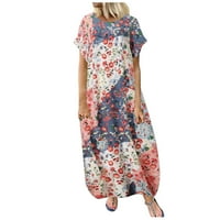 Ženske oblače žene Ljeto kratki rukav Vintage cvjetno tiskovine plaže Haljine Casual Maxi haljine XL