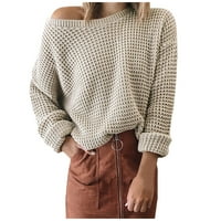 Modni džemperi za žene Čvrsti dugi rukav poulove DIGAONL COLLAR ležerne džemper