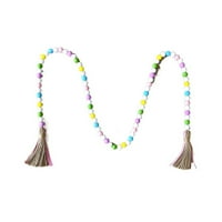 Feildoo String Uskršnji drveni perle Tassel Garland Drveni dekor Šareni dekor konop perla na privjesak