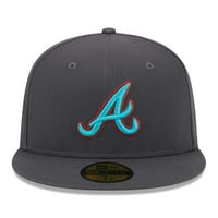 Muška nova era Graphite Atlanta Braves Ispis Upravljač 59fifty ugrađeni šešir
