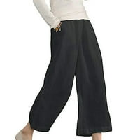 Ženske palazzo hlače široke noge elastične struke labave casual pantalone obične pune boje ugodne ljetne