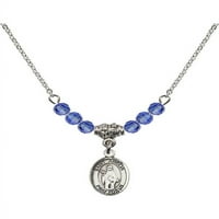 Rodijumska ogrlica s plavim septembra rođenjem mjeseca kamene perle i šarm svetog Amelije