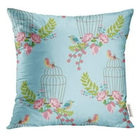 Romantični uzorak za ptice sa cvijećem ptica i kavezi za crtanje kolekcije bacač jastučnice za jastuk