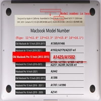 Kaishek za stari MacBook Pro 13 Objavljen model A1425, plastična futrola od tvrdog školjka + crna poklopac