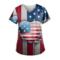 Američke zastave Ležerne vrhove za žene T majice Novi Holi Digital Print V izrez 3D Print Velike veličine