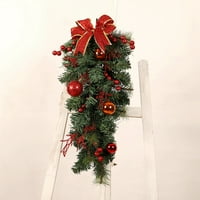 Božićni viseći ukras, crtani borovni stablo naklonjen luk Bell ovjesnog poklona, ​​žuta crvena