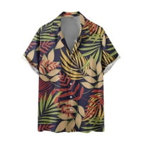 Havajski stil Top za muškarce Veliki i visoki šareni cvjetni print kratkih rukava casual gumb dole V-izrez