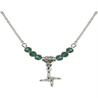 Rodijumska ogrlica sa zelenim majskim mjesecom rođenja Kamene perle i sveti brigidni prelaze šarm