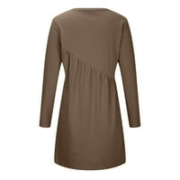 Haljine za žene dugih rukava s punim bojama okrugla vrat midi fit i flare y2k modni elegantni klub za