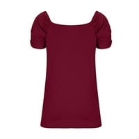 Ljetni vrhovi za žene Trendovi Žena Kauzalni kvadratni vrat Čvrsta boja bluza Puff majica kratkih rukava