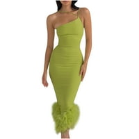 Leesechin ponude svečane haljine za žene plus veličina žensko viseće pletenje jedno rame Halter haljina