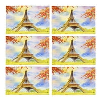 Pariz Europski gradski pejzaž Francuska Eiffelov toranj i opružni cvijet Placemats Stolni prostirke
