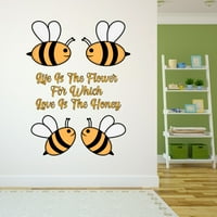 Danski pastelni zidni naljepnica slatki parovi pčela u zidnom zidu u stilu doodle za djevojčice citati