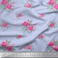 Soimoi Moss Georgette tkanina Tkanina, lišće i ružine cvjetne tkanine otisci sa širokim dvorištem
