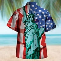 Košulje za muškarce 4. jula Dan nezavisnosti Ležerne kratki rukav Summer Shortwn vrat 3D tiskane modne