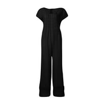 Jumpsuits za žene Labavi pamučni posteljina kratki rukav seksi udoban ženski ljetni vrhovi crne 4x