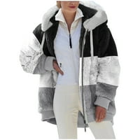 Zimski kaputi za žene Zpanxa ženski topli debeli FAU plišani kaput, vanjska jakna za zgusnuću s kapuljaču,