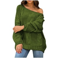 Yliouge bhušerski džemperi za žene, WOM-ov džemper s dugim rukavima od ramena Visoki vrat čvrsti pleteni