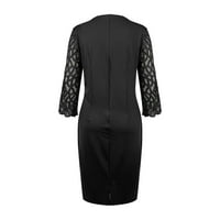 Ljetne haljine Trendy duljina koljena rukava sa rukavima od kašike od kašike, puna haljina crna 4xl