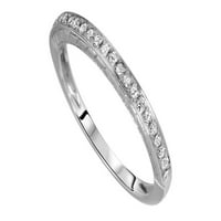 Okrugli rez bijeli prirodni dijamantni zaručni prsten za vjenčanje u 10k bijelo zlato