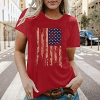 Košulje za žene 4. jula Dan neovisnosti Modni O-izrez zastava s kratkim rukavima T-bluza T-bluza The