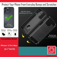 Capsule Case četkani futrola Kompatibilna s iPhone Pro MA [ShockOfund Texture Heavy Duty Crna futrola