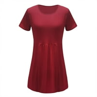 Pedort ženske ljetne casual haljine Ženske izrezane midi haljina s kratkim rukavima Swing haljina crvena,
