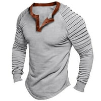 Ketyyh-Chn majice za muškarce dugih rukava up majice Majice Solid Slim Fit Ležerna majica Grey, XL